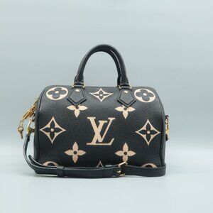 Louis Vuitton Speedy Black Monogram Leather Satchel
